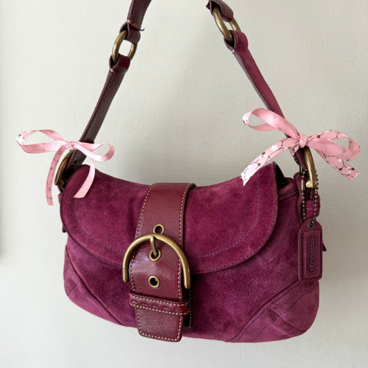 Rare Vintage Y2K Coach Purple Suede Soho Bag w/ Bows
