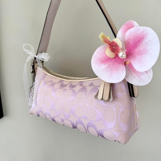Rare Vintage Y2K Coach Lavender Jacquard Demi Baguette